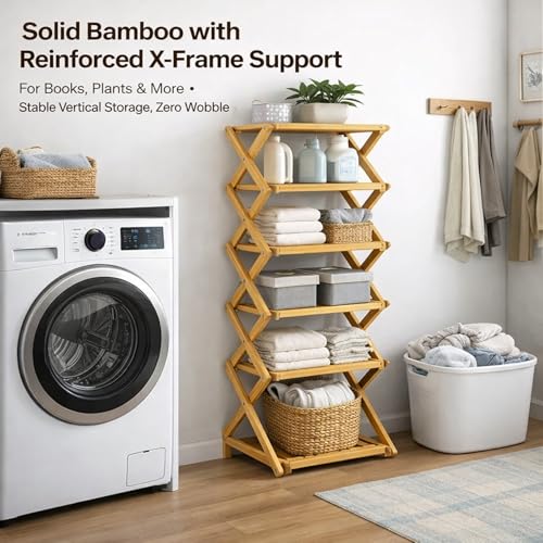 Foldable Shoe Rack, Bamboo Vertical Shoe Organizer Tall for Small Spaces. Multifunctional Narrow Shoe Shelf for Entryway, Closet, Corner, Bedroom, Hallway, Wood Color 4 Layers - size: 4th floor