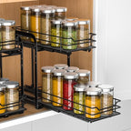 RCHYFEED Spice Organization for Cabinet, 2 Tier Pull Out Spice Rack for Seasoning Organizer, Height Adjustable Heavy Duty Metal Basket for Inside Cabinets & Pantry Closet(5.5" Wx10.5 Dx9.5 H) - size: 2 Tier-5.5''Wx10.5''Dx9.5''H