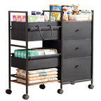 2-in-1 Baby Diaper Caddy Organizer and Storage-3 Tier Rolling Baby Cart with Dividers and Drawers, Baby Essentials for Nursery Storage, Mobile Utility Cart with Wheels Large Capacity Easy To Assemble