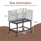 Wire Laundry Hamper Cart,Rolling Laundry Carts with Pull Handle,Black Tall Laundry Basket,Commercial Wire Laundry Hamper Cart-23.6 * 15.75 * 28 inches - style: Medium Oblong-Black
