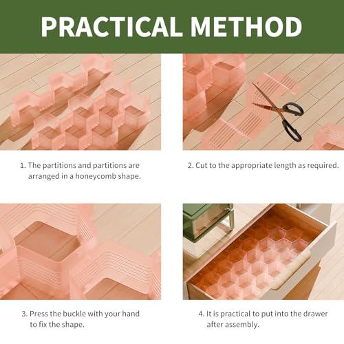 Honeycomb Separator Adjustable Drawer Organizer Divider for Underwear Belt-Scarf Socks Organizer (Pink(2pcs)) - color: Pink(2pcs)