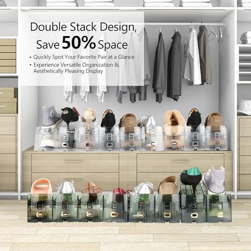 Yes!Fresh Shoe Slots Organizer, Boutique Display Style Shoe Stacker for A Pair of Shoes, Separable Shoe Rack for Closet Organization, 3 Adjustable Narrow Shoe Rack (Clear, 20 Pack) - color: Clear, size: 20 Pack