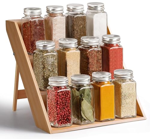 RoyalHouse Bamboo Spice Rack Organizer for Kitchen Cabinet, Countertop Display Shelf- 3 Tier Shelf -Space Organizer for Kitchen and Bathroom - color: Bamboo Spice Organizer Rack Pack of 1