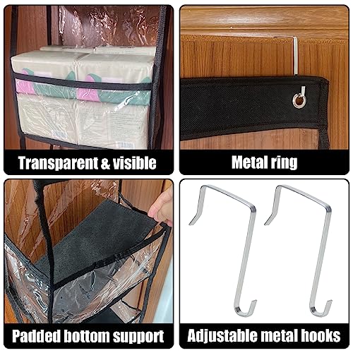 5-Shelf Over The Door Pantry Organizer with Clear Pockets, Heavy Duty Hanging Storage for Closet, Bedroom, Bathroom, and Nursery (Black, Holds up to 28 lbs) - color: Black