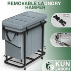 60 Gal (230L) High Grade Large Laundry Basket with Wheels, Rolling Laundry Hamper, Laundry Cart with Metal Frame and Removable Bag Design, Suitable for Laundry Room, Bedroom (Grey, 3 Section 230L) - color: Grey, size: 3 Section 230L
