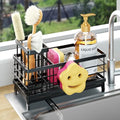 HapiRm Sponge Holder for Kitchen Sink - Self-draining Sink Caddy with Smiley Face and Brush Holder, Stainless Steel Kitchen Countertop Essentials and Gadgets - Black - color: Black, size: with Smiley Face Sponge Holder（single）