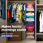 Handy Laundry Hanging Clothes Organizer for Kids - 6-Shelf Closet Daily Clothing Organization Labeled Shelves with Days of The Week Monday Through Friday, Weekday and Weekend (Blue) - color: Blue