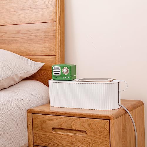 FABROK 2 Pack Cable Management Box, Cord Organizer Box with 20 Cable Ties, Power Strip Storage to Hide Charger Adapter Power Cord Charging Station White (Small+Large) - color: White, size: Small + Large (2 Pack)