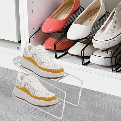 20Pack Shoe Slots Organizer Metal Shoe Stacker Shoe Storage Organizers for Closet Space Saver 50% Shoe Rack Holder for a Pair of Shoes (White) - color: White, size: 20PACK