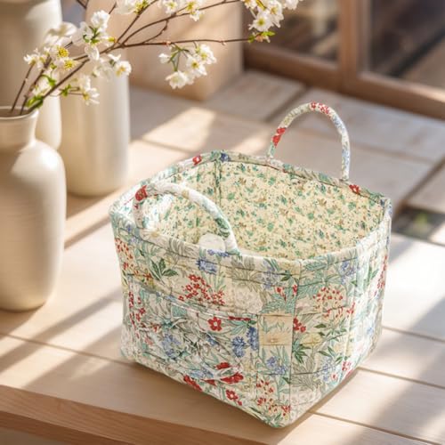 Floral Fabric Storage Basket Car Interior Storage Basket Underwear Sundries Laundry Baskets Supplies Home Organizer Bag (style 10) - color: style 10
