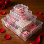 Goodma 24 Pieces Mixed Sizes Rectangular Empty Mini Clear Plastic Organizer Storage Box Containers with Hinged Lids for Small Items and Other Craft Projects - size: 4 Sizes