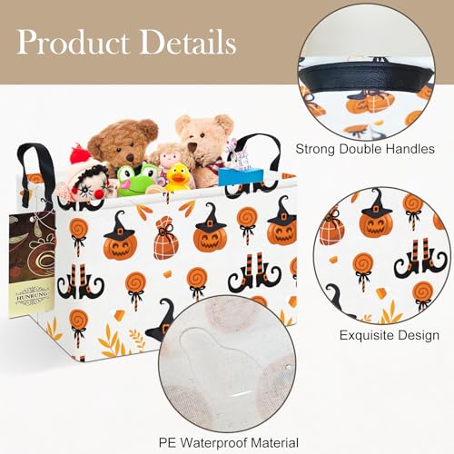 HUNRUNG Rectangle Storage Basket Cute Canvas Organizer Bin for Pet/Children Toys, Books, Clothes Perfect for Rooms/Playroom(REC-Candy Pumpkin) - color: REC-Candy Pumpkin