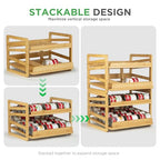 Bamboo Rolling Can Organizer for Pantry, Stackable 2 Tier Canned Food Organizer Rack for Storage, Kitchen Cabinet, Can Holders Dispensers for Pantry Up To 27 Cans