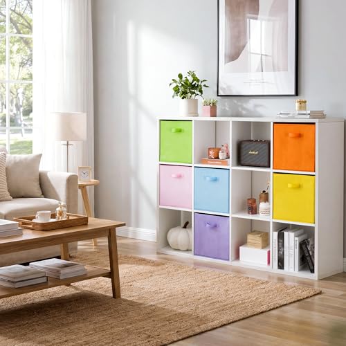 Cupic Cupid 13 Inch Storage Cube, Fabric Cube Storage Bin with Handles, Storage Cube Organizer for Clothes and Toys, Collapsible Cube Bins for Closet, Shelves, Nursery, 6-Pack, Pastel Colors - color: Pastel Colors, size: 13 Inch