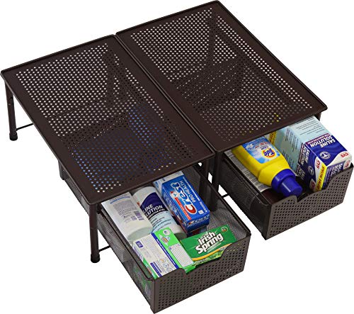 Simple Houseware Stackable Cabinet Basket Drawer Organizer, Bronze - color: Bronze, size: 1-Tier