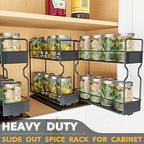 SpaceAid Pull Out Spice Rack Organizer for Cabinet, Heavy Duty Slide Out Seasoning Kitchen Organizer, Cabinet Organizer, with Labels, 7.7" W x10.75 D x10 H, 2 Drawers 2-Tier - style: Two 3"W Drawers, 2-Tier