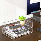 HIIMIEI Acrylic Paper Tray 2 Pack Clear Letter Tray Desk Stackable Organizer for School, Home, Office - Horizontal - style: Horizontal