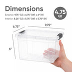 Superio Deep Storage Organizer Bin with Lid X-Deep Small Clear Storage Box with Latch for Home, Kitchen, Garage- Store, Food, Supplies, and Hair Accessories (4.75 Quart) - size: 4.75 Qt