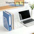 6-Tier Clear Acrylic File Holder, Vertical Document Organizer for Magazines, Binders, Notebooks & Envelopes - Multi-Purpose Desk Storage for Home Office（B5,6 Sections） - size: B5, 6 Sections