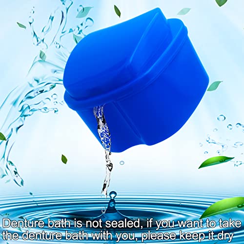 Dental Retainer Cup Holder Mouthguard Cleaning Case with Strainer Basket, Denture Bath Box Storage Cup Holder for Travel Cleaning - Dark Blue - color: Dark Blue