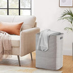 MEGASKET Large Laundry Hamper 16"x13"x22" - Tall Woven Laundry Basket, Cotton Rope Dirty Clothes Hamper, Baby Kids Nursery Wicker Laundry Basket, Bedroom Aesthetic, Soft Laundry Bin, Gray Hamper, 75L - color: Gray