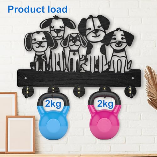 MAYJOYDIY Dog Coat Hook Wall Mount 11.8x7.9in Wood Cute Pet Animal Puppy Wall Art Decor 5 Alloy Hooks Black Hook Rack Hat Dog Leash Holder for Entryway Living Room Gift - color: 5 Dog