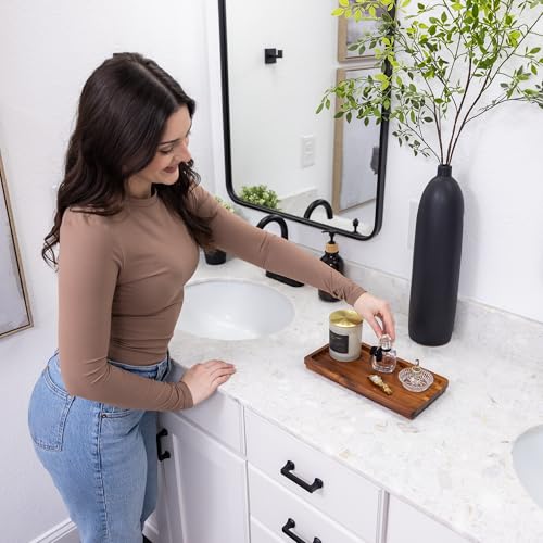 Bathroom Vanity Tray 11.8 x 5.9 inches of Natural Acacia Wood - Elegant Organizer for Cosmetics, Jewelry, Perfume, Candle, Key - Premium Wood Tray for Bathroom, Kitchen, Countertop, Toilet Tank, Sink - color: Acacia