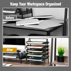 Mind Reader 5-Tier Paper Tray, Desktop Organizer, File Storage, Office, Metal Mesh, 11.75"L x 14"W x 15"H, Set of 2, Black - style: 5-Tier