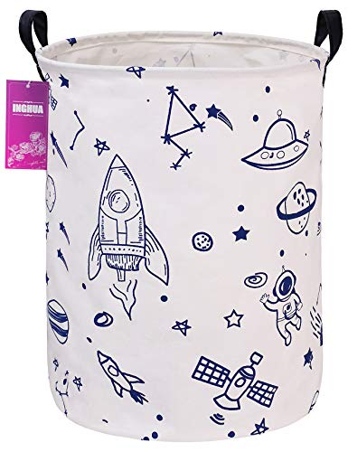 Laundry Hamper Large Canvas Fabric Lightweight Storage Basket/Toy Organizer/Dirty Clothes Collapsible Waterproof for College Dorms, Boys and Girls Bedroom,Bathroom(Spaceships) - color: Spaceships