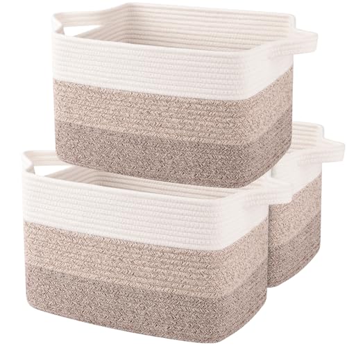 OIAHOMY Storage Basket, Woven Baskets for Storage, Cotton Rope Basket for toys,Towel Baskets for Bathroom - Pack of 3, Gradient Yellow - color: Gradient Yellow, size: 3 pcs-13”x9.9”x8.7”