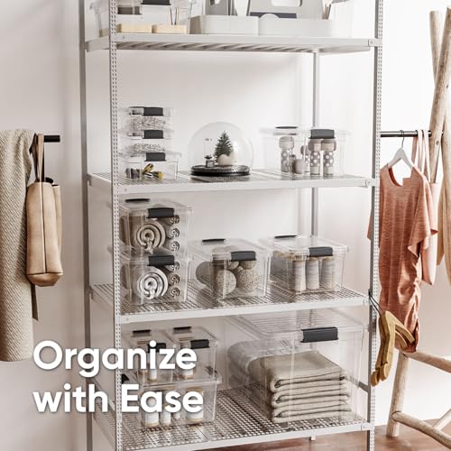 Superio Deep Storage Organizer Bin with Lid X-Deep Small Clear Storage Box with Latch for Home, Kitchen, Garage- Store, Food, Supplies, and Hair Accessories (4.75 Quart) - size: 4.75 Qt