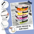 HOTEC 35OZ Glass Food Storage Container, Airtight Glass Lunch Fruit Containers with Lids - Microwave, Oven, Freezer and Dishwasher Safe, 4-PACK - size: 4Pack 35OZ