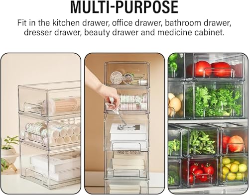 ShelfShaper Clear Plastic Storage Drawer Organizer Bins, Perfect for Kitchen Organization or Pantry Organization and Storage, Fridge Drawer Organizer Bins, Pantry Storage and Organization Bins - size: Medium 13.5 x 8.3 x 4.5