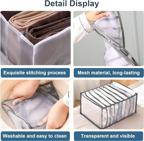 KesaPlan 2Pcs Wardrobe Clothes Organizer, 9Grids Visible Foldable Closet Organizers, Compartment Storage Box with Mesh Separation, Washable Drawer Dividers Organizers for T-Shirt & Shirts (Shirts) - color: Shirts