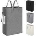 ZERO JET LAG Slim Laundry Hamper With Handles Collapsible Laundry Basket Thin Dirty Clothes Basket Narrow Laundry Bag Foldable Dirty Cloth Hamper 45L (24 inches,Dark Grey) - color: Dark Gray- With Handles