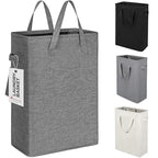 ZERO JET LAG Slim Laundry Hamper With Handles Collapsible Laundry Basket Thin Dirty Clothes Basket Narrow Laundry Bag Foldable Dirty Cloth Hamper 45L (24 inches,Dark Grey) - color: Dark Gray- With Handles