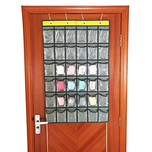 NIMES Hanging Closet Underwear Sock Jewelry Storage Over The Door Classroom Cell Phone Calculator Organizer 36 Clear Pockets (GREY) - color: Grey