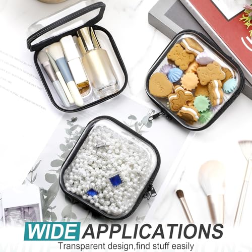 Sanwuta 6 Pcs Clear Hard Zipper Case Plastic Zipper Pouches Transparent Makeup Bag Pencil Case Pouches Toiletry Diaper Bag for Travel Toy Storage Organizer Bins(Black,5 x 5 x 2 Inch) - color: Black, size: 5 x 5 x 2 Inch