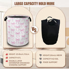 Pink Bow Laundry Hamper,Laundry Baskets,Waterproof Oxford Cloth Toy Storage for Bedroom,Bathroom,Nursery,16x20.8 Inch - color: Pink Bow