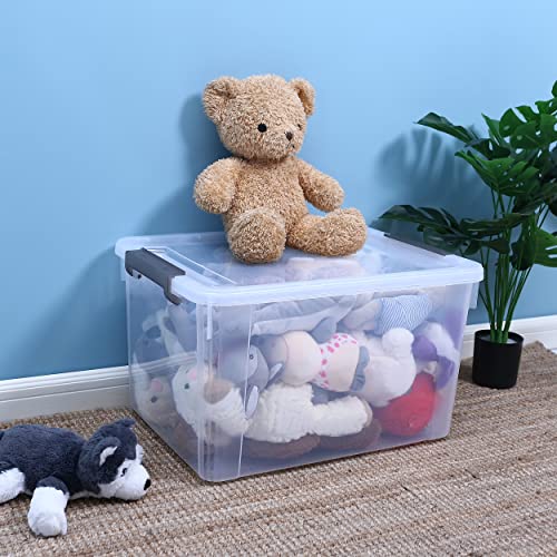 Citylife 6 Packs 58.1 QT Plastic Storage Bins with Lids Large Stackable Storage Containers for Organizing Clear Storage Box for Garage, Closet, Classroom, Kitchen - size: 6 Packs-58.1 QT