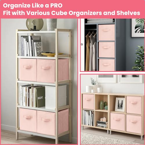 Criusia Storage Cubes- 11 Inch Cube Storage Bins for Organizing Shelves - Nursery Closet Organization Bins for Clothes Blanket - 10 Pack Collapsible Decorative Storage Box for Living Room (Pink) - color: Pink, size: 10 Pack - 11 inches