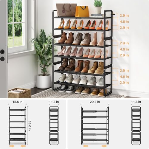 SNTD Shoe Rack - Expandable Shoe Organizer for Closet, Adjustable Metal Shoe Shelf Storage, Stackable Long Shoe Stand Holder for Garage, Entryway, Door Entrance (Black, 6-Tier) - color: Black, size: 6-Tier