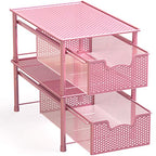 Simple Houseware Stackable Cabinet Basket Drawer Organizer, Pink - color: Pink, size: 1-Tier