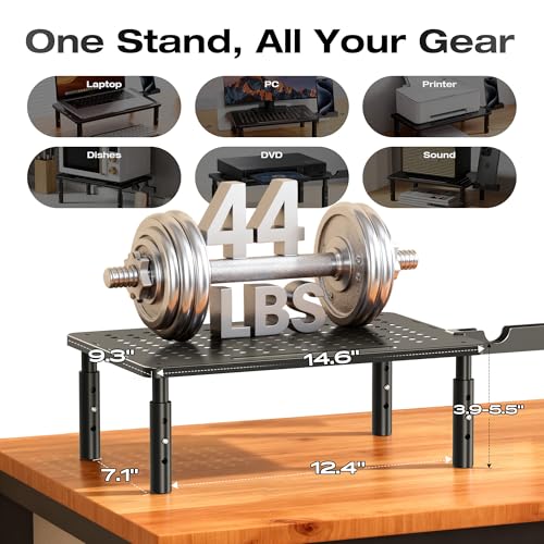 Computer Monitor Stand Riser for Desk, 3 Height Adjustable PC Laptop TV Desktop Monitor Stand Shelf, Metal Printer Table with Phone Holder, Stand Riser for Desk, Office Desk Organizers and Accessories, 2 Pack - color: Basic, size: 2 Pack