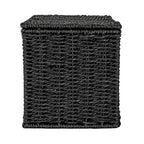 Household Essentials Small Handwoven Paper Rope Wicker Basket with Lid, Black - color: Black, size: Small (Pack of 1)