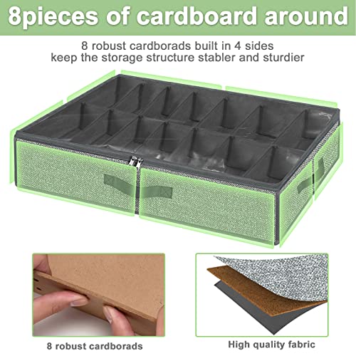 homyfort 28 Pairs Shoe Organizer Under Bed, Underbed Shoe Storage Boxes Bins, Organizador De Zapatos, Extra Large Zapateras Organizer, Grey, Set of 2 - color: Grey, style: 28 Pairs Shoes