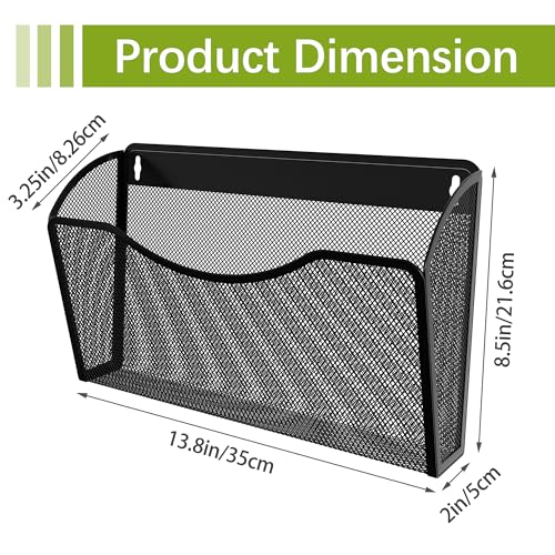 EasyPAG Wall File Organizer, Metal Mesh Hanging File Folder Holder for Letter/A4 Size Folders, Vertical Wall Mount Mail Sorter for Office Paperwork, Classroom, Black - color: Black