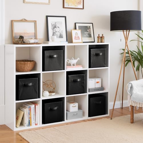 Cupic Cupid 11 Inch Storage Cube, Fabric Cube Storage Bin with Handles, Storage Cube Organizer for Clothes and Toys, Collapsible Cube Bins for Closet, Shelves, Nursery, 6-Pack, Black - color: Black, size: 11 Inch