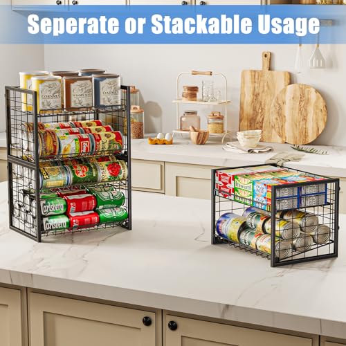 X-cosrack 2-Tier Stackable Can Organizer for Pantry, 3 Packs Adjustable Pantry Organizer Storage for Canned Food Goods Soda, Sturdy Canning Rack Can Dispener Storage Holder for Pantry Kitchen, Black - size: 3 Packs 6 Tier