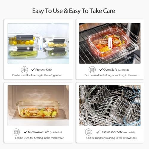 AILTEC 10 Pack Glass Meal Prep Containers, Glass Food Storage Containers with Lids Airtight, Storage Container Set with Lid for Food, Bpa-free, Leak-proof, Microwave Oven Freezer Dishwasher Safe - color: light gray